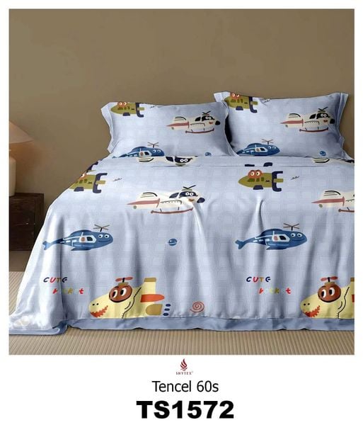  Chăn Drap May Thiết Kế - Tencel 60s Họa Tiết Cho Bé XE HƠI & MÁY BAY & VŨ TRỤ 
