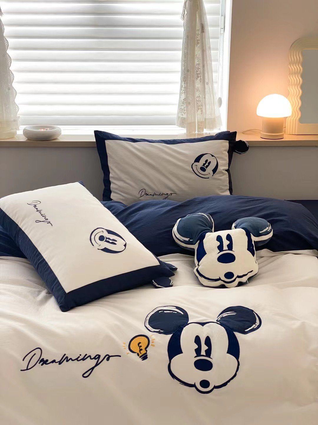  Bộ Vỏ Chăn Ga Gối Trẻ Em - Cotton Linen Kids -  Mickey Xanh Dương 