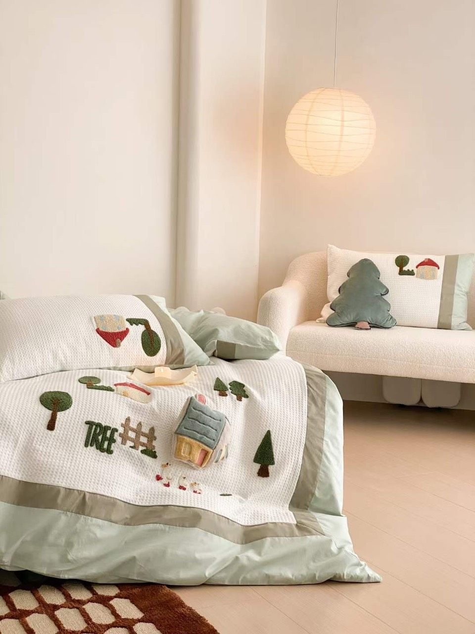  Bộ Chăn Ga Cotton Linen Kids - Thỏ Xanh 