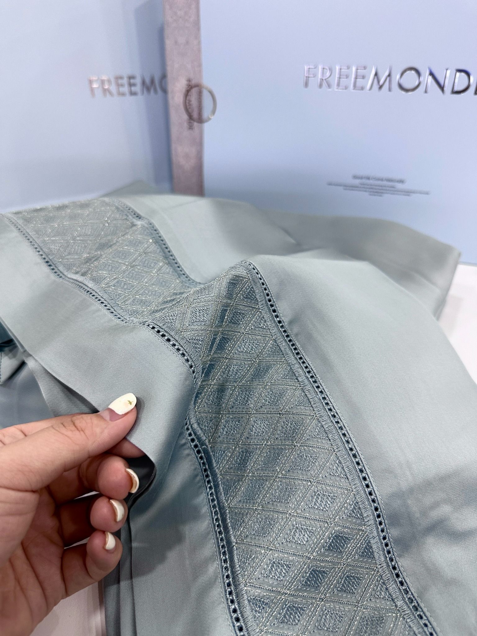  BỘ CHĂN GA TENCEL 120S FREEMONDE 2024 -  MÀU XANH 