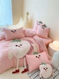  Bộ Chăn Ga Cotton Linen Kids - DÂU TÂY 