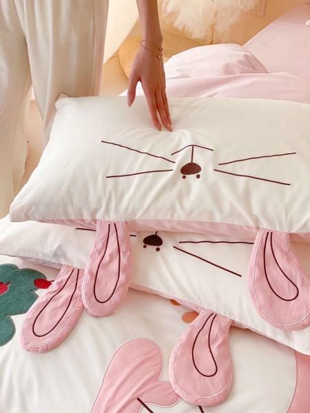  Bộ Chăn Ga Cotton Linen Kids - THỎ 