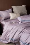  Set Chăn Ga Tencel 120s Markcross Dệt Vân Chìm - Màu Tím 