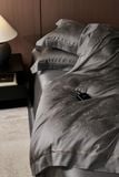  Set Chăn Ga Tencel 120s Markcross Dệt Vân Chìm - Màu Ghi ĐEN 