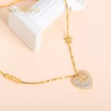 Dây chuyền liền mặt trái tim đính đá