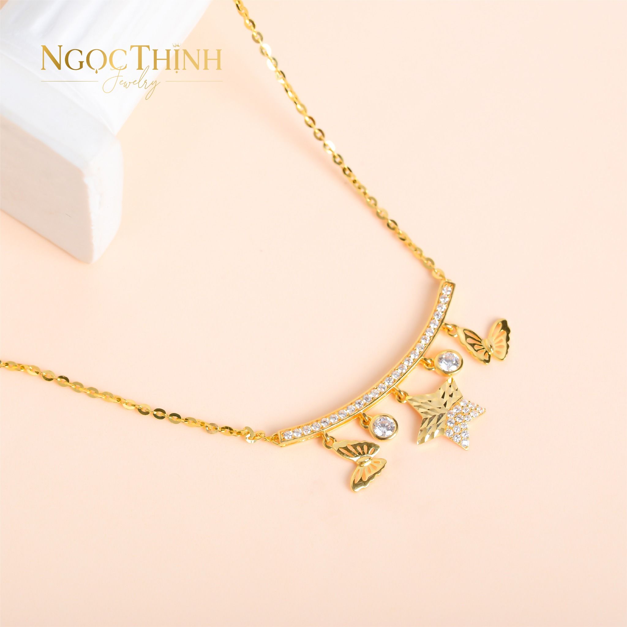 Dây chuyền liền mặt đính đá Cz