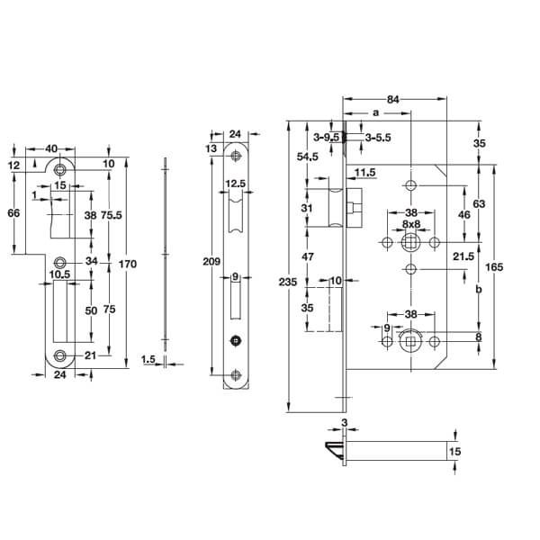 Thân khóa vệ sinh Hafele 911.02.157