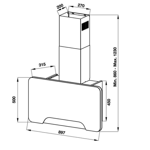 Hút mùi áp tường Hafele HH-WVGS90A 533.80.203