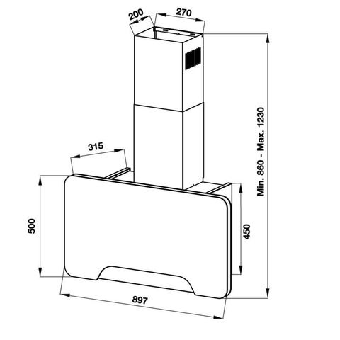 Hút mùi áp tường Hafele HH-WVGS90A 533.80.203