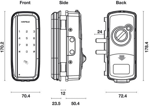 Khóa điện tử Hafele  cho cửa kính ER4400 TC( 912.05.700)