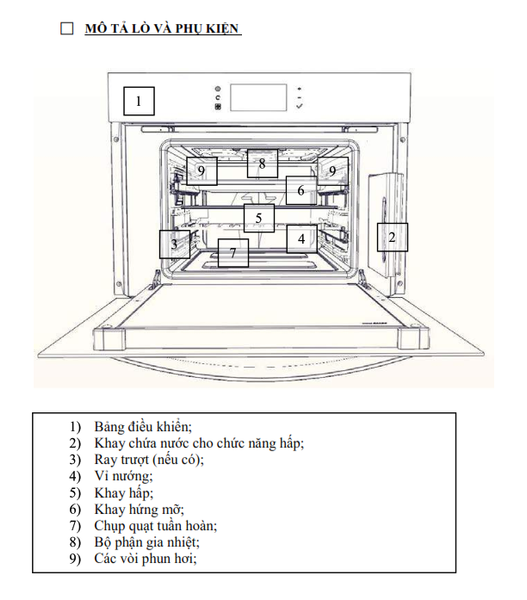 Lò nướng âm tủ kết hợp hấp Malloca MST-LX12