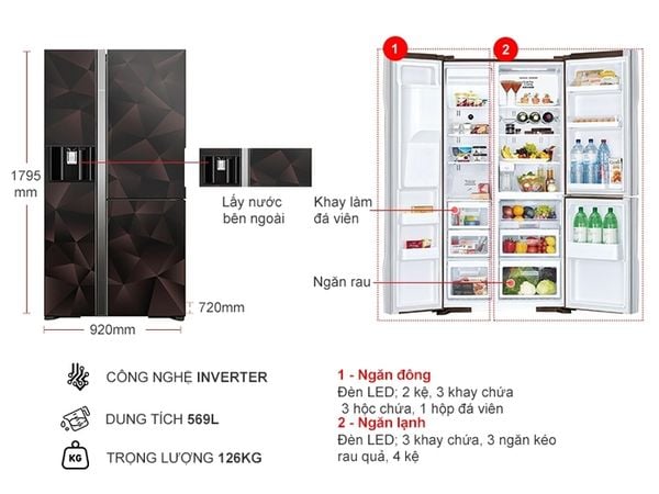 Tủ lạnh Hitachi Inverter 569 lít R-FM800XAGGV9X (GBZ)