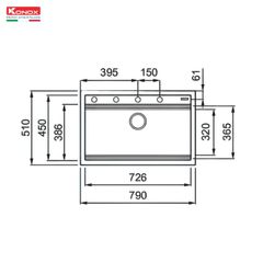 Chậu rửa bát đá Granite Sink Terra 790S Grey