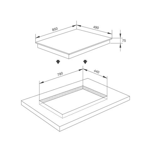 Bếp gas âm 3 gas Malloca AS 9603B