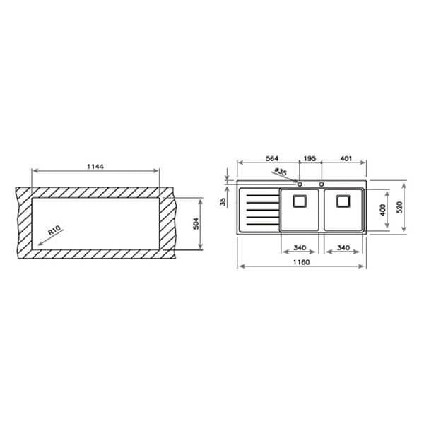 Chậu rửa bát TEKA Zenit RS15 2B 1D