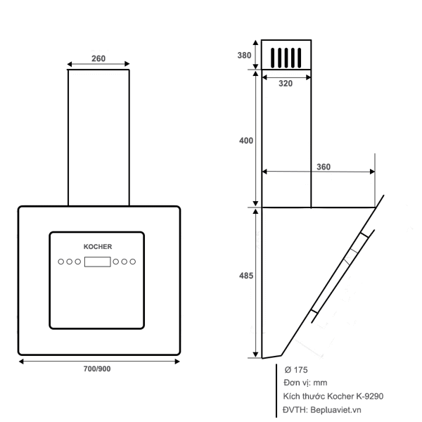 Hút mùi  Kocher K- 9290