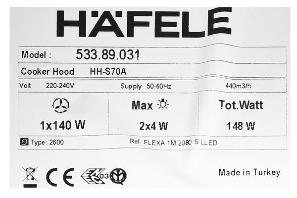 Hút mùi âm tủ Hafele HH-S70A 533.89.031