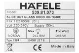 Hút mùi âm tủ Hafele HH-TG60E 539.81.073