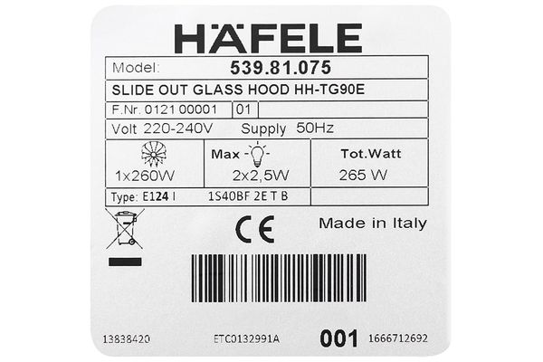 Hút mùi âm tủ Hafele HH-TG90E 539.81.075