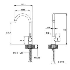 Vòi rửa Hafele augustus HT-G270 570.51.590 màu xám