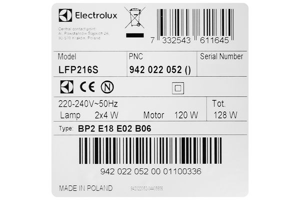 Máy hút mùi âm tủ Electrolux LFP216S