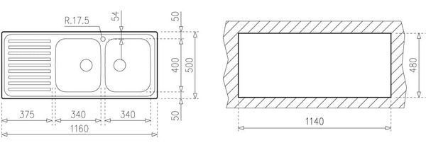 Chậu rửa bát Teka CLASSIC 2B 1D