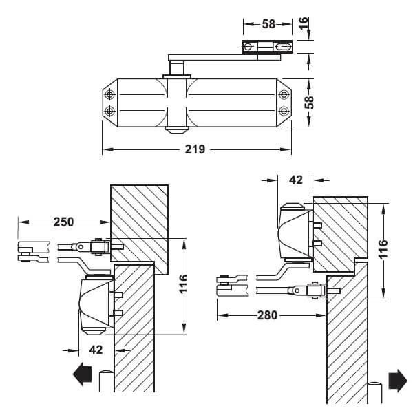 Thiết bị đóng cửa tự động Hafele 931.84.229