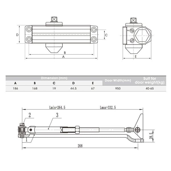 Door Closer 60kg Hafele 489.30.011