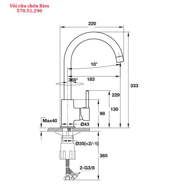 Vòi rửa bát Hafele HT-C220 570.51.290