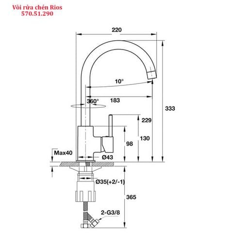 Vòi rửa bát Hafele HT-C220 570.51.290