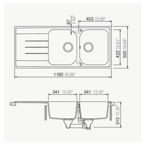 Chậu đá Häfele HS18-GED2R80 570.35.460