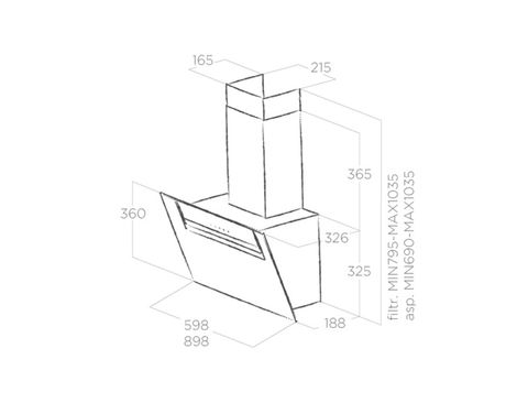 Hút mùi áp tường Elica SHY-S BL/A/90 PRF0166929