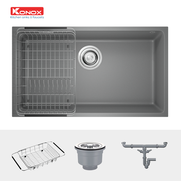 Chậu rửa bát âm Konox Naros 760S Grey