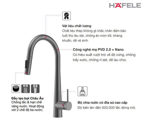 Vòi rửa bát Hafele HT24-SH1P417 TITAN 570.85.441