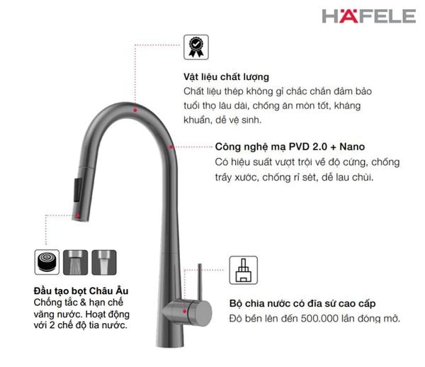 Vòi rửa bát Hafele HT24-SH1P417-BR 570.85.041