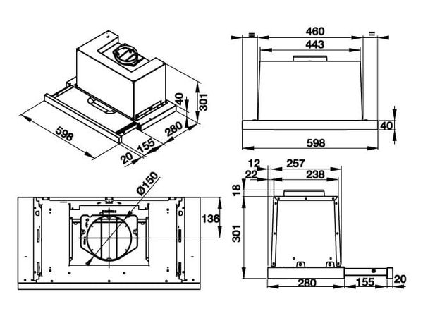 Hút mùi âm tủ Hafele HH-TG60E 539.81.073