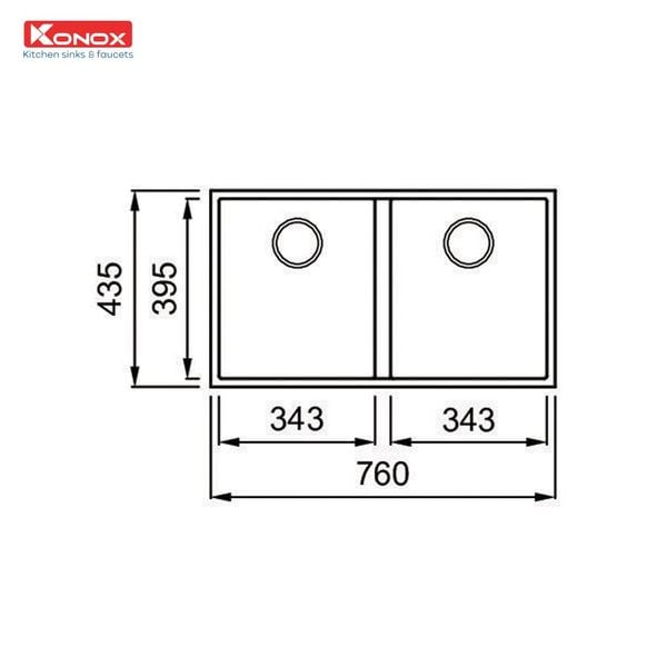 Chậu đá Konox  Granite Veloci 760D Grey