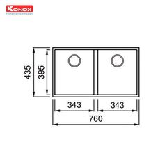 Chậu đá Konox  Granite Veloci 760D Grey