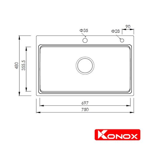 Chậu dương Konox KN7548SO