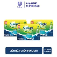 Combo 3 Hộp Viên Rửa Chén SUNLIGHT 5 in 1 Cho Máy Rửa Chén Bát (28V/hộp)