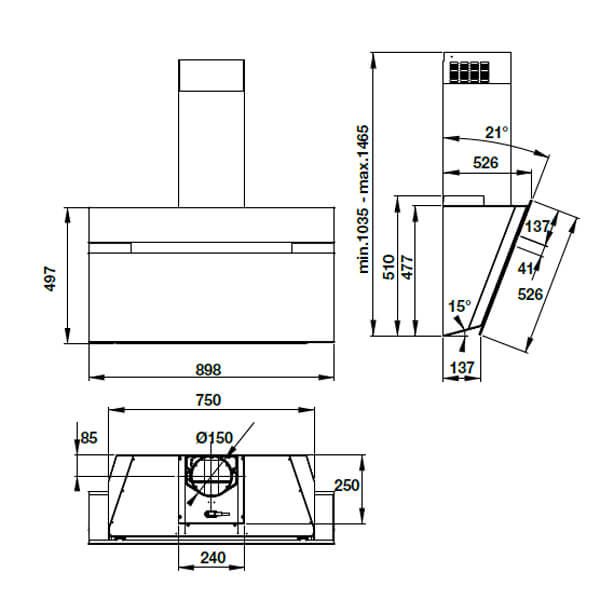 Hút mùi áp tường Hafele HH- WVG90A 535.82.203