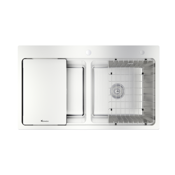Chậu dương Konox KN8651TD Dekor Tặng Vòi rửa bát rút dây Alto Chrome