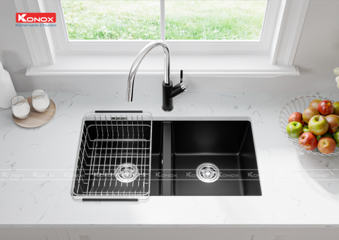 Chậu đá Konox Granite Veloci 760D Black