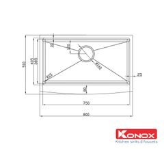 Chậu âm Konox KN8051AS Curve