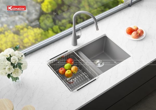 Chậu đá Konox  Granite Veloci 760D Grey