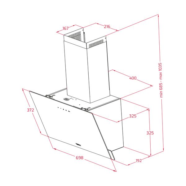 Hút mùi áp tường Teka DVN 77050 TTC BK