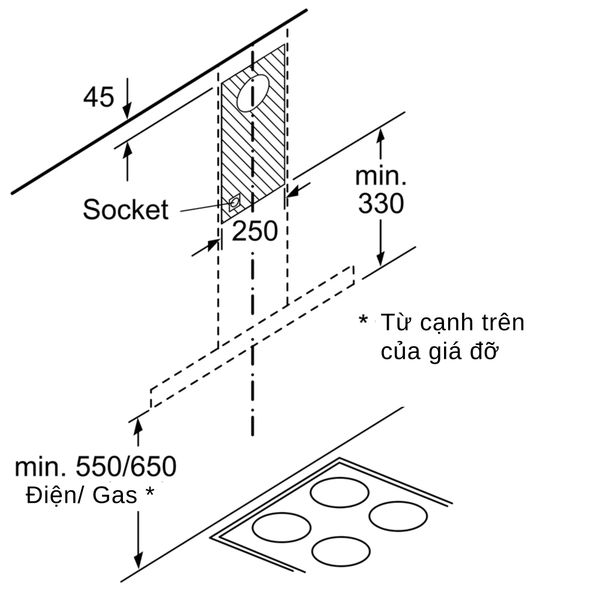 Máy hút mùi áp tường Bosch DWB66DM50B Serie 4