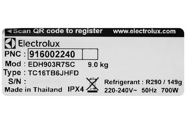 Máy sấy bơm nhiệt Electrolux UltimateCare 9 kg EDH903R7SC