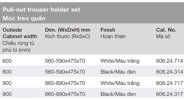 Móc treo quần âu Hafele PREMIO