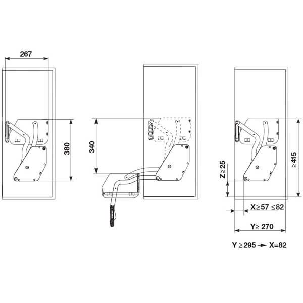 Giá nâng hạ tủ trên Hafele 504.68.913